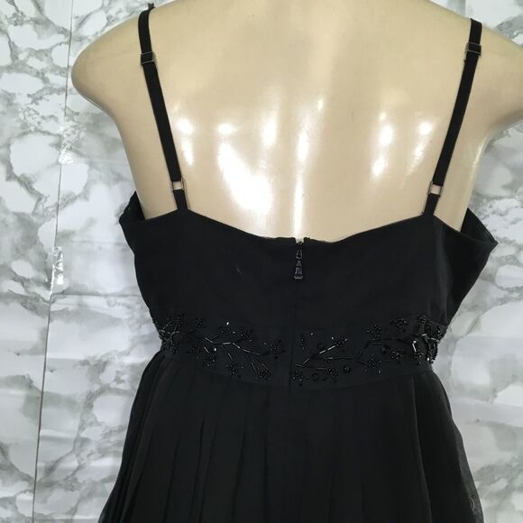 NWOT TED BAKER BEADED PLEATED CHIFFON BLACK DELICATE BABYDOLL TANK TOP 3 - Picture 4 of 10